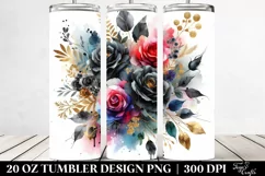 Colorful Floral Frame with Black Roses | 20 oz Tumbler Product Image 2