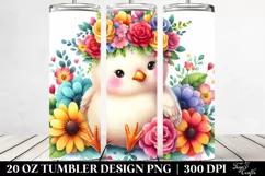 Vibrant Chicken with Flower Crown, Transparent 20 Oz Tumbler Product Image 2