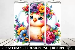 Vibrant Chicken with Flower Crown, Transparent 20 Oz Tumbler Product Image 2