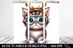 Kitten with Reindeer Horns and Sky Goggles 20 Oz Tumbler Product Image 2
