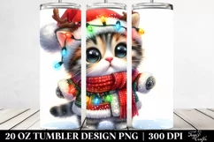 Kitten with Reindeer Horns and Sky Goggles 20 Oz Tumbler Product Image 2