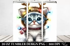 Kitten with Reindeer Horns and Sky Goggles 20 Oz Tumbler Product Image 2