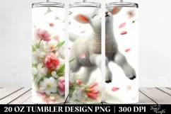 20 Oz Tumbler Sublimation | Tumbling Lamb with Spring Petals Product Image 2