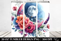 Watercolor Vibrant Drawing Half Moon with Flowers | 20 oz Product Image 2