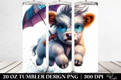 Highland Cow Jumping with Umbrella, Transparent 20 Oz Product Image 2