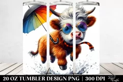 Highland Cow Jumping with Umbrella, Transparent 20 Oz Product Image 2