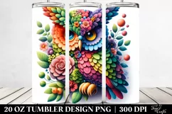 Vibrant Owl 3D Flowers. 20 oz Tumbler Design Product Image 2