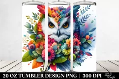Vibrant Owl 3D Flowers. 20 oz Tumbler Design Product Image 2