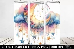 Washed Watercolor Colorful Half Moon Stars | 20 oz Tumbler Product Image 2