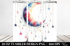Washed Watercolor Colorful Half Moon Stars | 20 oz Tumbler Product Image 2