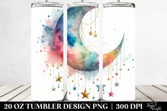 Washed Watercolor Colorful Half Moon Stars | 20 oz Tumbler Product Image 2