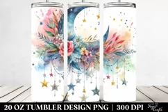 Washed Watercolor Colorful Half Moon Stars | 20 oz Tumbler Product Image 2