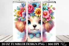 Pastel Puppy Flower Crown | 20 oz Tumbler Product Image 2