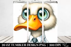 Expressive Baby Duck with Tie Cartoon | 20 Oz Tumbler Product Image 2