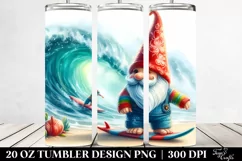 Watercolor Gnome Surfing | 20 Oz Tumbler Product Image 2