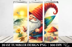 Watercolor Gnome Surfing | 20 Oz Tumbler Product Image 2