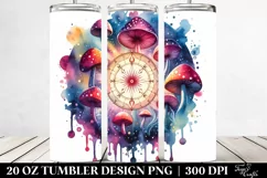 Vibrant Magical Mushroom, Transparent 20 Oz Tumbler Product Image 2