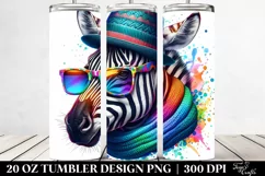 Quirky Zebra Portrait with Hat and Sunglasses | 20 oz Product Image 2