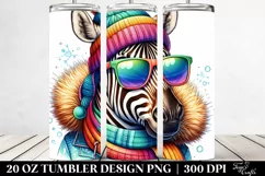 Quirky Zebra Portrait with Sunglasses | 20 Oz Tumbler Product Image 2