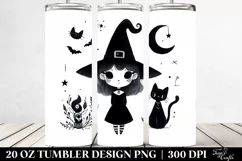 Watercolor Gothic Quirky Witch with Cat | 20 oz Tumbler Product Image 2