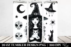 Watercolor Gothic Quirky Witch with Cat | 20 oz Tumbler Product Image 2