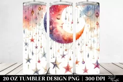 Washed Watercolor Vibrant Half Moon Stars | 20 oz Tumbler Product Image 2