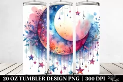 Washed Watercolor Vibrant Half Moon Stars | 20 oz Tumbler Product Image 2