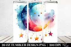 Washed Watercolor Vibrant Half Moon Stars | 20 oz Tumbler Product Image 2