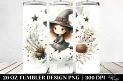 Washed Watercolor Vintage Funny Witch | 20 oz Tumbler Product Image 2