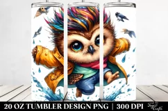 Funny Baby Owl Jumping with Cool Haircut Product Image 2