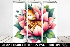 Colorful Watercolor, Sleeping Giraffe | 20 Oz Tumbler Product Image 2