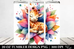 Colorful Watercolor, Sleeping Giraffe | 20 Oz Tumbler Product Image 2