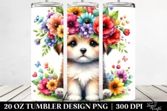 Cartoon-Style Watercolor Puppy with Flower Crown | 20 oz Product Image 2