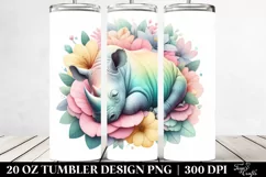 background,white,flower,rhino | 20 Oz Tumbler Product Image 2