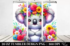 Cartoon-Style Koala Flower Crown | 20 oz Tumbler Product Image 2