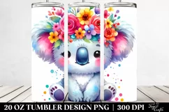 Cartoon-Style Koala Flower Crown | 20 oz Tumbler Product Image 2