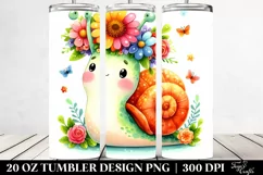 Cartoon-Style Watercolor Snail with Flower Crown | 20 oz Product Image 2