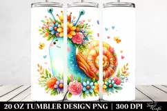 Cartoon-Style Watercolor Snail with Flower Crown | 20 oz Product Image 2