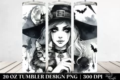 Washed Watercolor Gothic Witch | 20 oz Tumbler Product Image 2