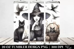 Washed Watercolor Gothic Witch | 20 oz Tumbler Product Image 2