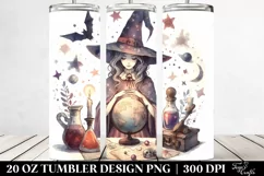 Washed Watercolor Retro Witch | 20 oz Tumbler Product Image 2