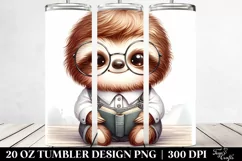 Cute Baby Sloth on Book | 20 oz Tumbler Product Image 2