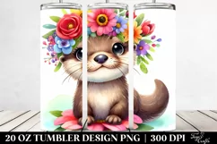 Vibrant Flower Crown Otter 20 Oz Tumbler Product Image 2