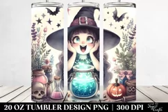 Watercolor Retro Excited Witch | 20 oz Tumbler Product Image 2