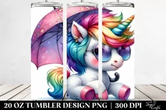 Expressive Baby Unicorn with Umbrella, Transparent 20 Oz Product Image 2