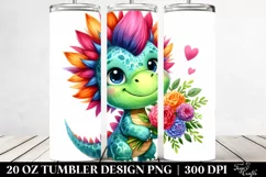 Funny Baby Dinosaur with Flower Bouquet 20 Oz Tumbler Product Image 2