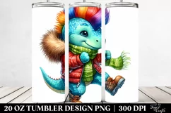 Aggressive Baby Dinosaur in Winter Attire 20 Oz Tumbler Product Image 2