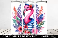 Colorful Watercolor Whimsical Flamingo Sailor Suit | 20 Oz Product Image 2