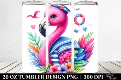 Colorful Watercolor Whimsical Flamingo Sailor Suit | 20 Oz Product Image 2