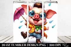 Cute Baby Pig Dancing with Cool Haircut | 20 oz Tumbler Product Image 2